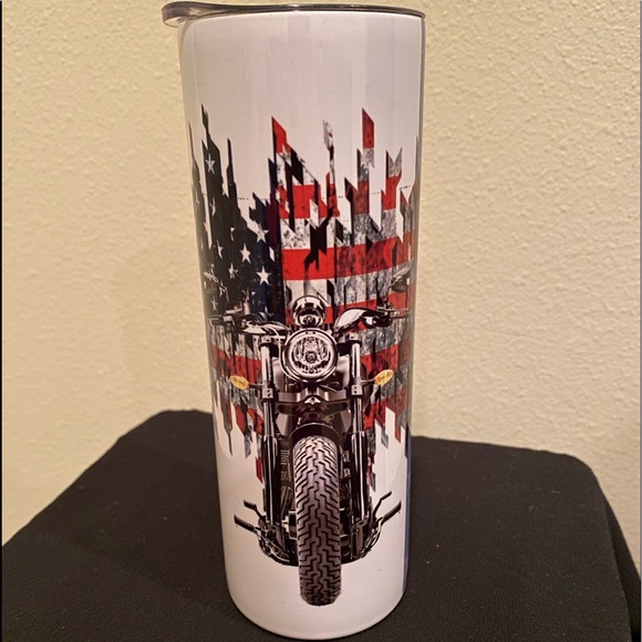 Custom Motorcycle Flag Tumbler-20 0z - Picture 1 of 2